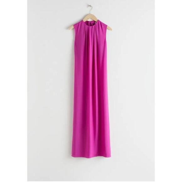 &‎ OTHER STORIES Magenta/Fuscia/Pink Open Tie Back Midi Dress
